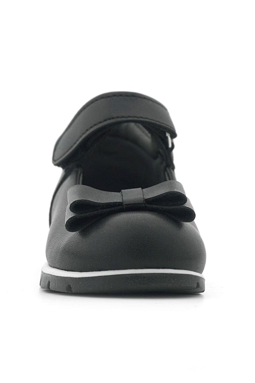 حذاء باليرينا للبنات الصغار من راكر بلاس، أسود غير لامع، مع فيونكة - 4