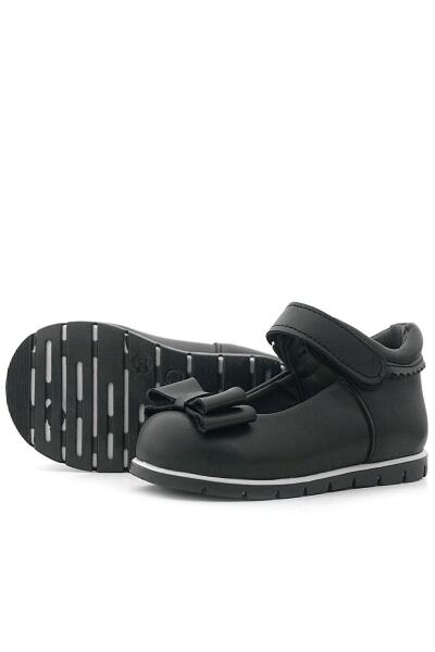 حذاء باليرينا للبنات الصغار من راكر بلاس، أسود غير لامع، مع فيونكة - 7