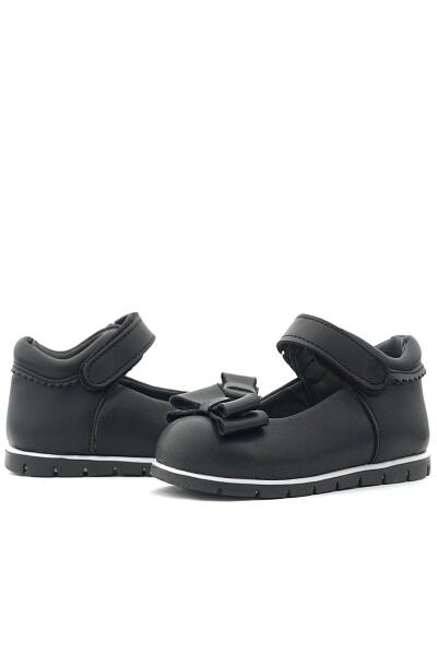 حذاء باليرينا للبنات الصغار من راكر بلاس، أسود غير لامع، مع فيونكة - 8