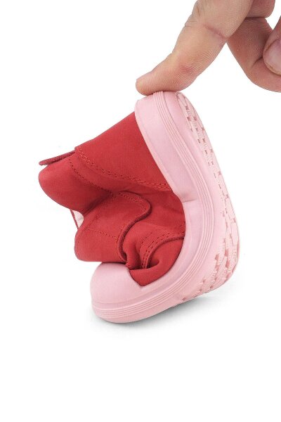 حذاء Yoohoo من الجلد الطبيعي بنقشة زهرة الرمان الوردية للفتيات الصغيرات من Rakerplus - 8