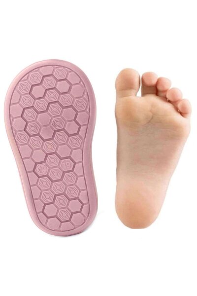 حذاء Yoohoo من الجلد الطبيعي بنقشة زهرة الرمان الوردية للفتيات الصغيرات من Rakerplus - 9