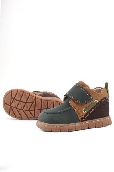 حذاء أطفال من الجلد الطبيعي من راكر بلاس، أخضر وبني، مزود بشريط فيلكرو - 20