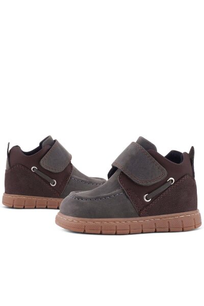 حذاء أطفال من الجلد الطبيعي من راكر بلاس، رمادي وبني، مزود بشريط فيلكرو - 14