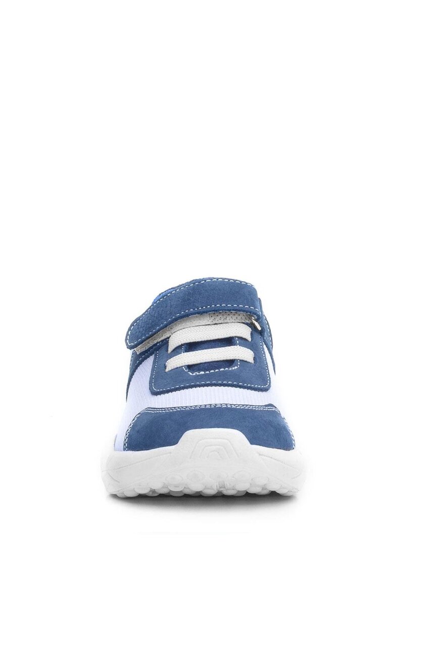 Rakerplus Barefoot Hakiki Deri Krem Lacivert Cırt Cırtlı Çocuk Spor Ayakkabı - 4