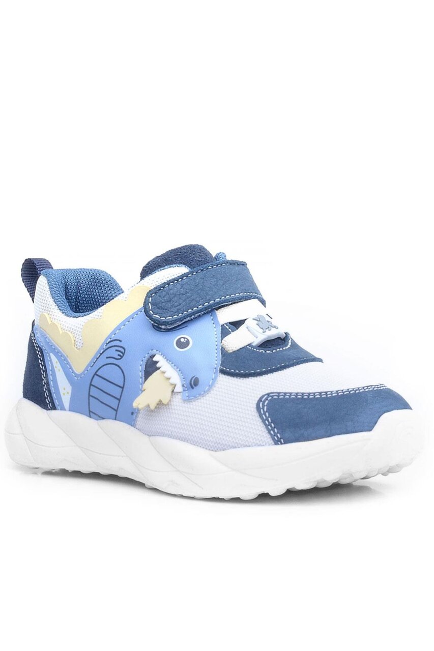 Rakerplus Barefoot Hakiki Deri Krem Lacivert Dinazorlu Cırtlı Çocuk Spor Ayakkabı - 2