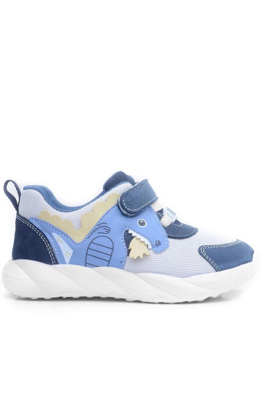 Rakerplus Barefoot Hakiki Deri Krem Lacivert Dinazorlu Cırtlı Çocuk Spor Ayakkabı - 3