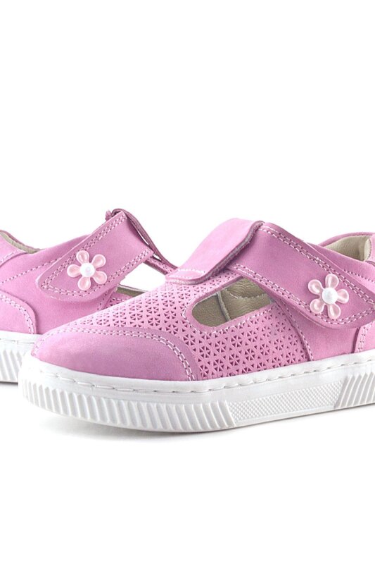 Rakerplus Bheem Hakiki Deri Pembe Cırtlı Çiçek Detaylı Bebek Sandalet - 8
