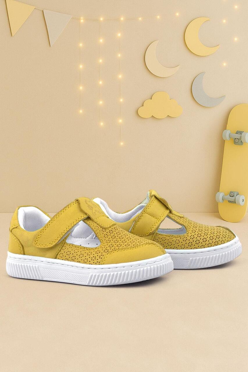 Rakerplus Bheem Hakiki Deri Sarı Cırtlı Bebek Sneaker Sandalet - 1