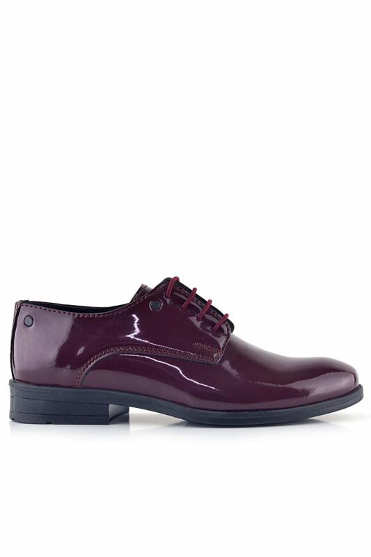 Rakerplus Bordo Rugan Bağcıklı Metal Detaylı Oxford Çocuk Klasik Ayakkabısı - 3