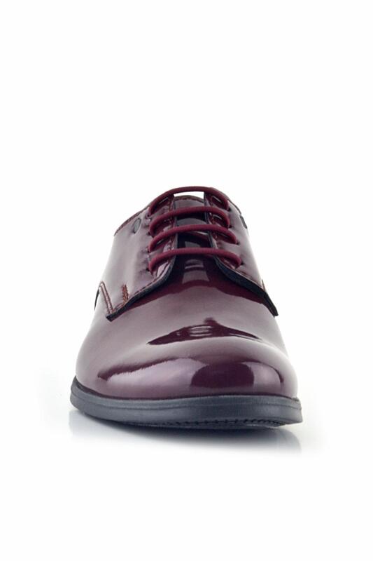 Rakerplus Bordo Rugan Bağcıklı Metal Detaylı Oxford Çocuk Klasik Ayakkabısı - 4