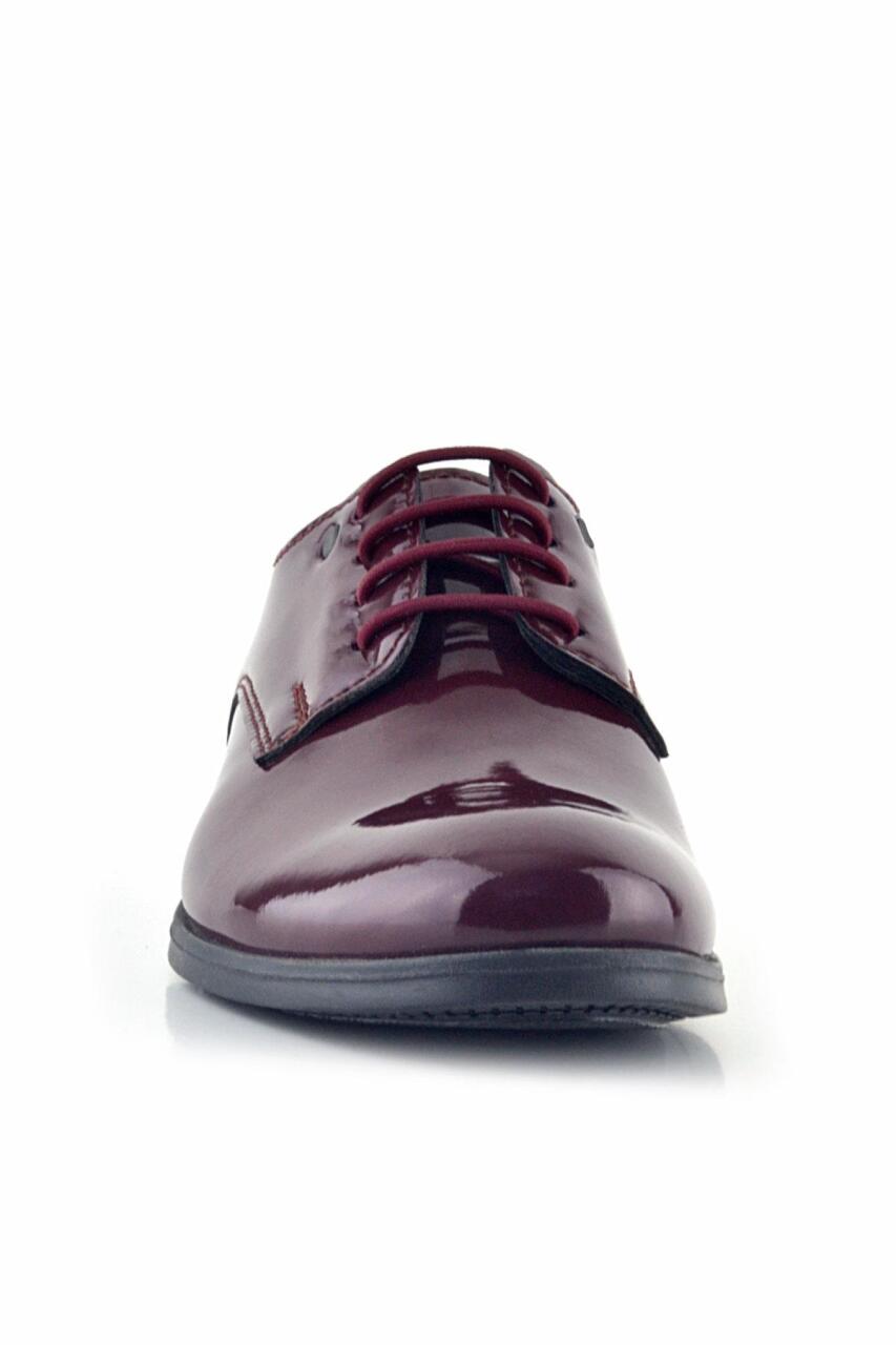 Rakerplus Bordo Rugan Bağcıklı Metal Detaylı Oxford Çocuk Klasik Ayakkabısı - 4
