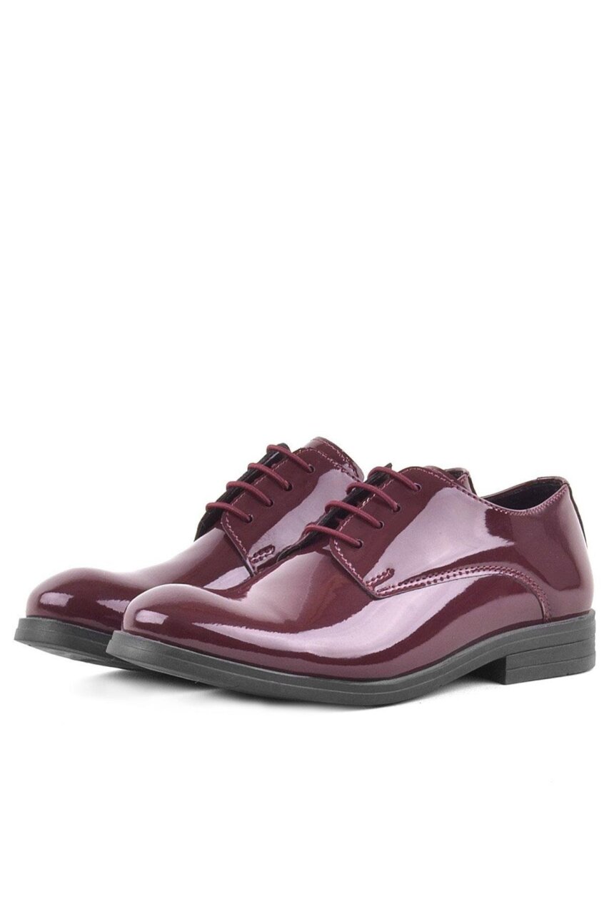 Rakerplus Bordo Rugan Bağcıklı Oxford Çocuk Okul Ayakkabısı - 3