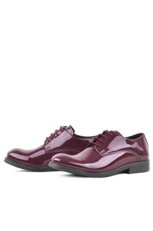 Rakerplus Bordo Rugan Bağcıklı Oxford Çocuk Okul Ayakkabısı - 4