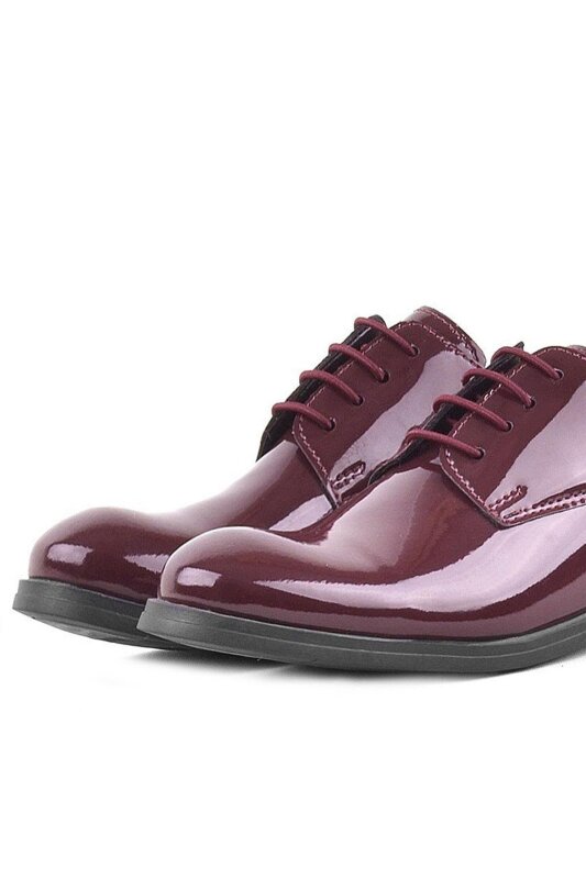 Rakerplus Bordo Rugan Bağcıklı Oxford Çocuk Okul Ayakkabısı - 6