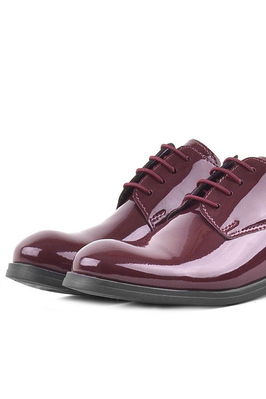 Rakerplus Bordo Rugan Bağcıklı Oxford Çocuk Okul Ayakkabısı - 6