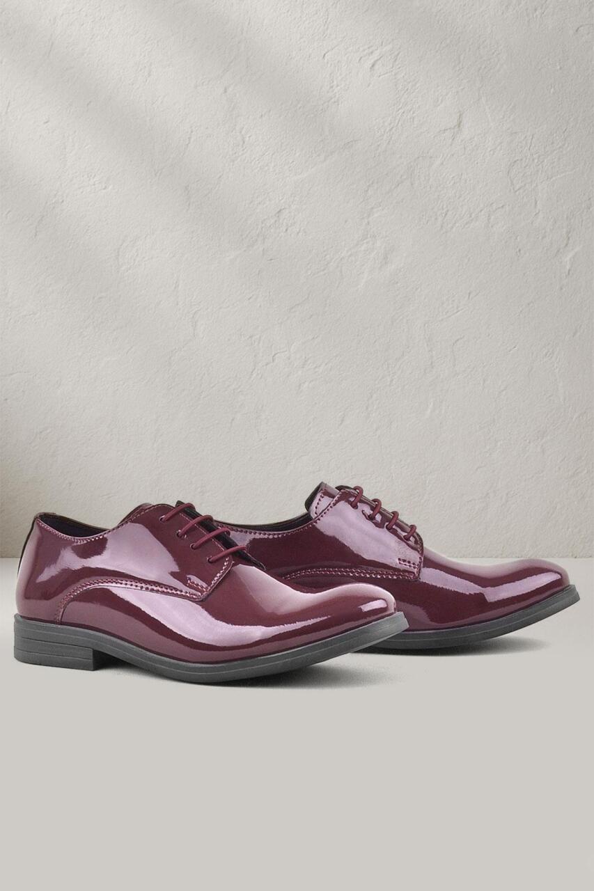 Rakerplus Bordo Rugan Bağcıklı Oxford Çocuk Okul Ayakkabısı - 1
