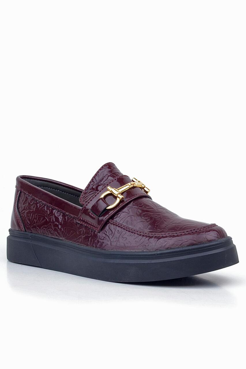 Rakerplus Bordo Tokalı Loafer Çocuk Klasik Ayakkabı - 2