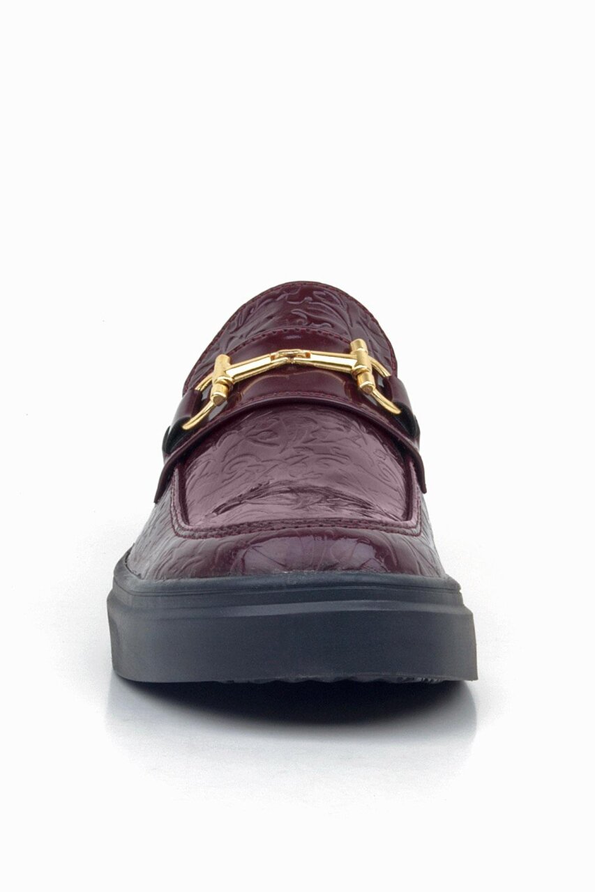 Rakerplus Bordo Tokalı Loafer Çocuk Klasik Ayakkabı - 4