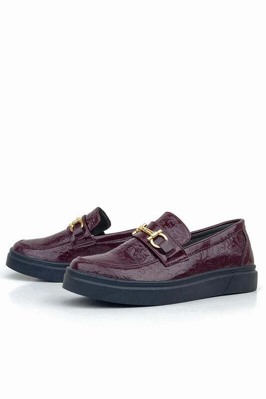 Rakerplus Bordo Tokalı Loafer Çocuk Klasik Ayakkabı - 5