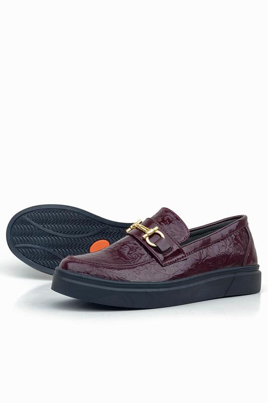 Rakerplus Bordo Tokalı Loafer Çocuk Klasik Ayakkabı - 6
