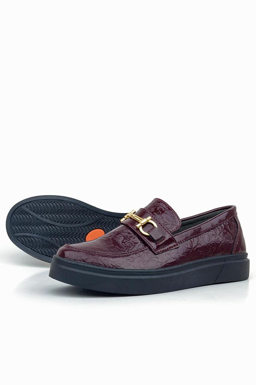 Rakerplus Bordo Tokalı Loafer Çocuk Klasik Ayakkabı - 6