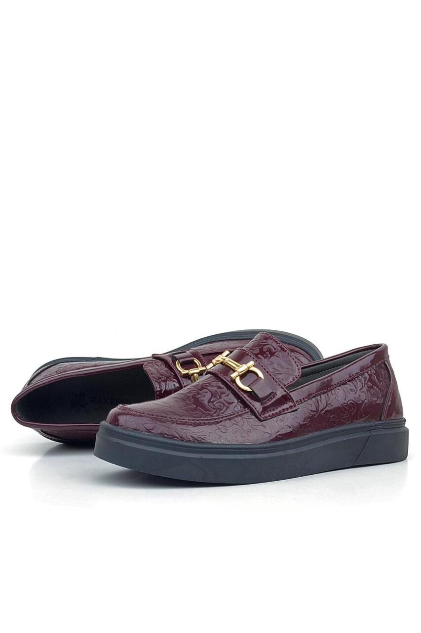 Rakerplus Bordo Tokalı Loafer Çocuk Klasik Ayakkabı - 7