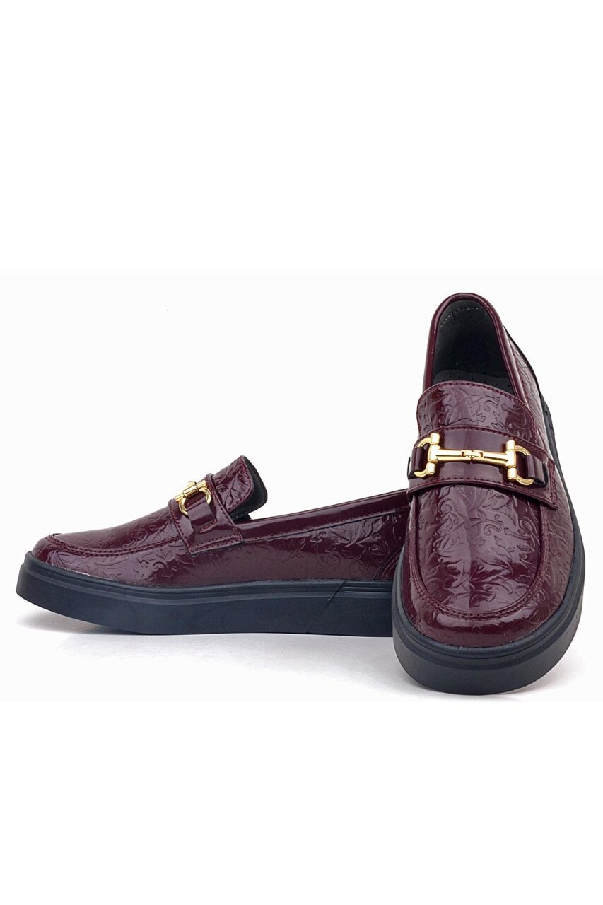 Rakerplus Bordo Tokalı Loafer Çocuk Klasik Ayakkabı - 8