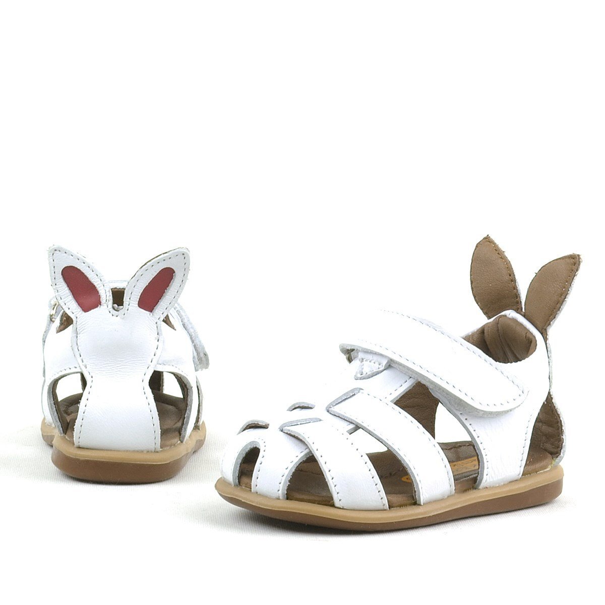 Rakerplus Bunny Hakiki Deri Beyaz Cırtlı Bebek Sandalet - 3