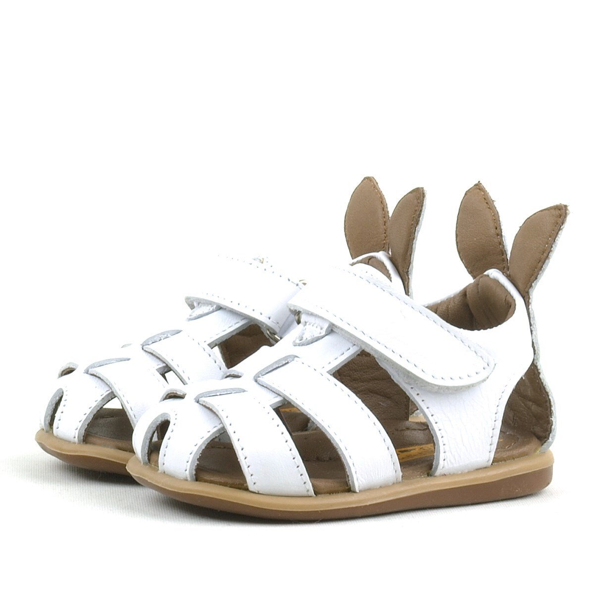 Rakerplus Bunny Hakiki Deri Beyaz Cırtlı Bebek Sandalet - 4