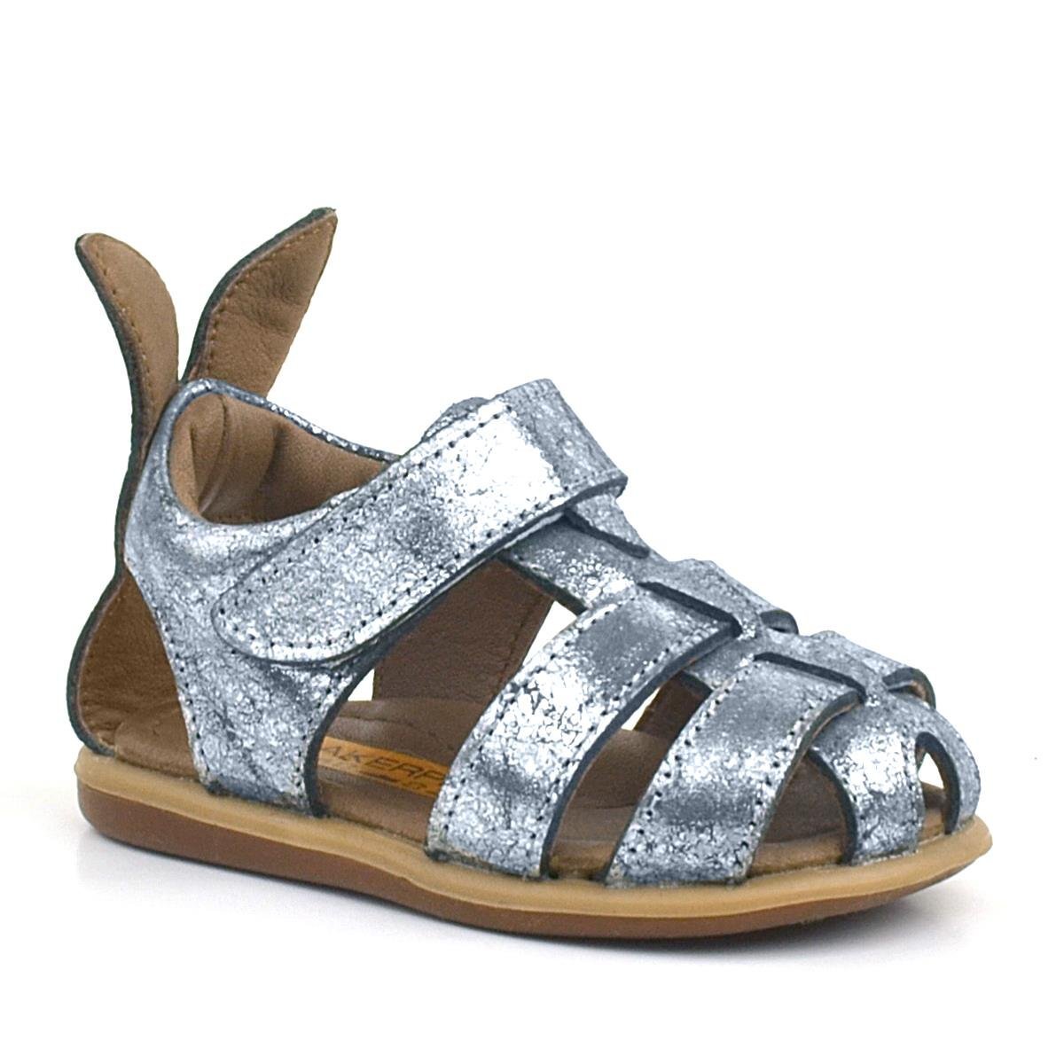 Rakerplus Bunny Hakiki Deri Platin Cırtlı Bebek Sandalet - 1