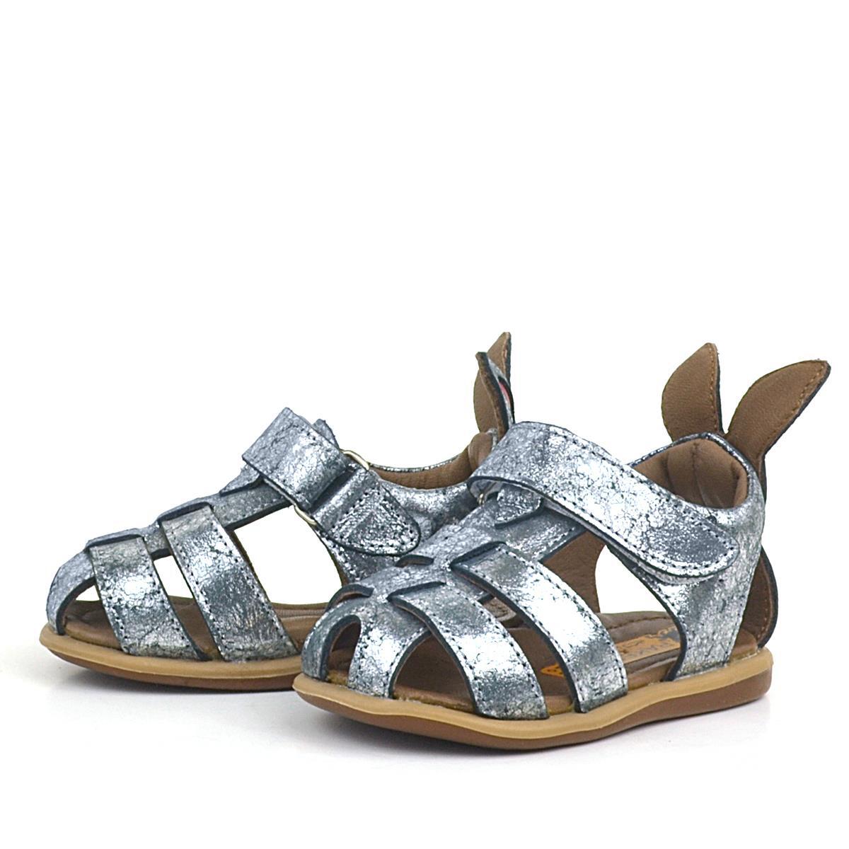 Rakerplus Bunny Hakiki Deri Platin Cırtlı Bebek Sandalet - 5