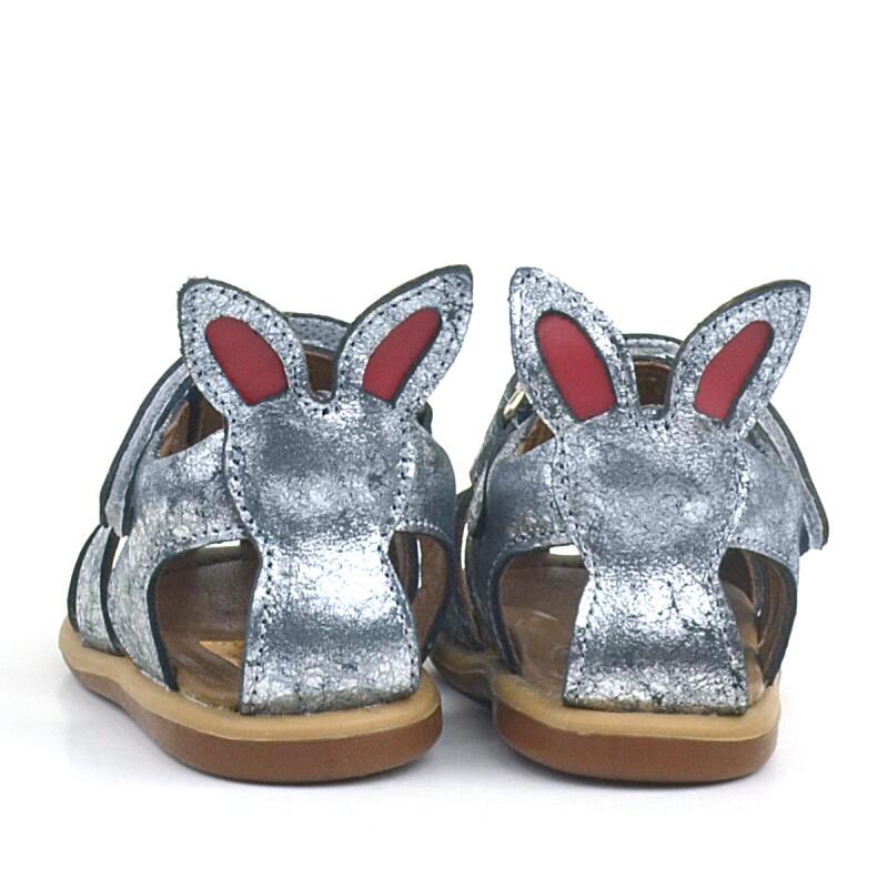 Rakerplus Bunny Hakiki Deri Platin Cırtlı Bebek Sandalet - 6