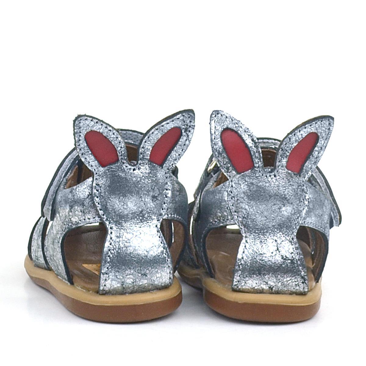 Rakerplus Bunny Hakiki Deri Platin Cırtlı Bebek Sandalet - 6