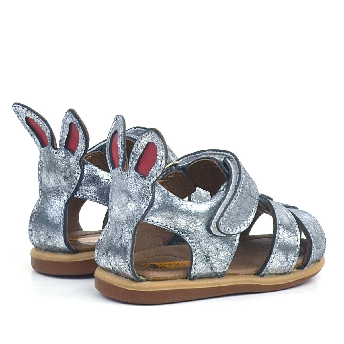 Rakerplus Bunny Hakiki Deri Platin Cırtlı Bebek Sandalet - 7