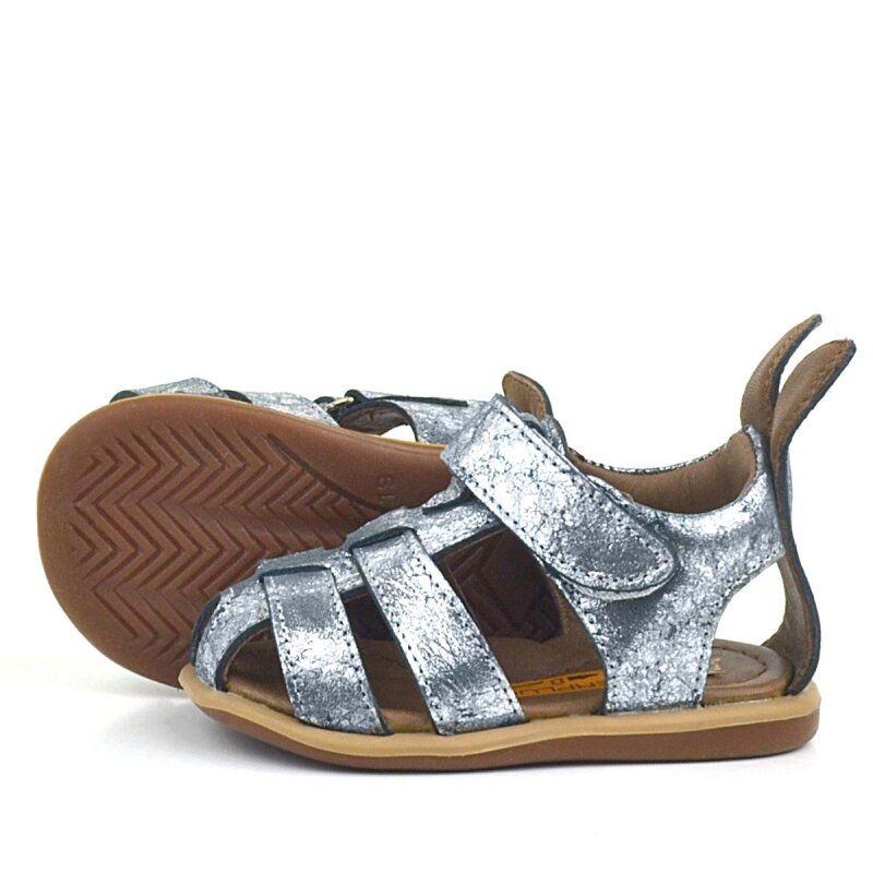 Rakerplus Bunny Hakiki Deri Platin Cırtlı Bebek Sandalet - 8