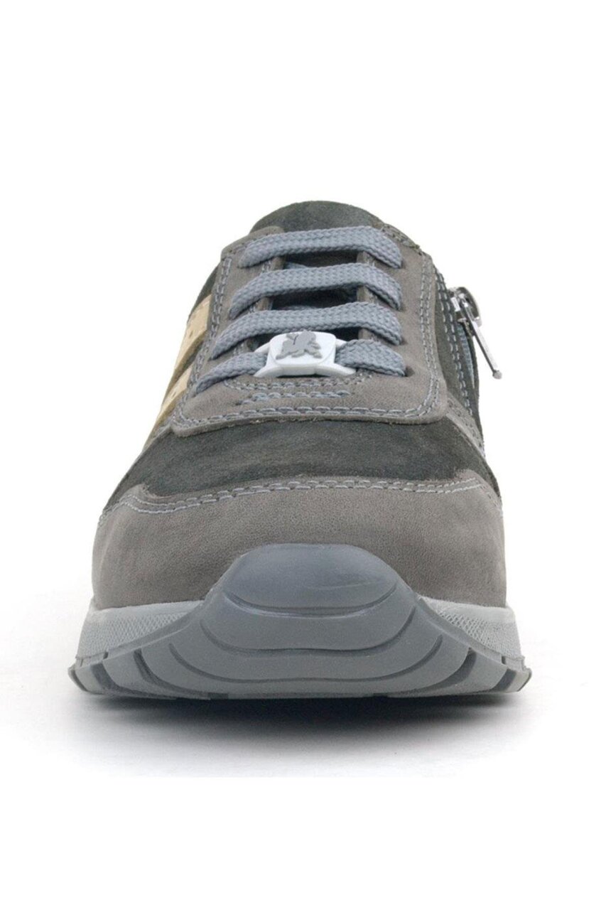 Rakerplus Deri Gri Kum Rengi Fermuarlı Sneaker Spor Ayakkabı - 3