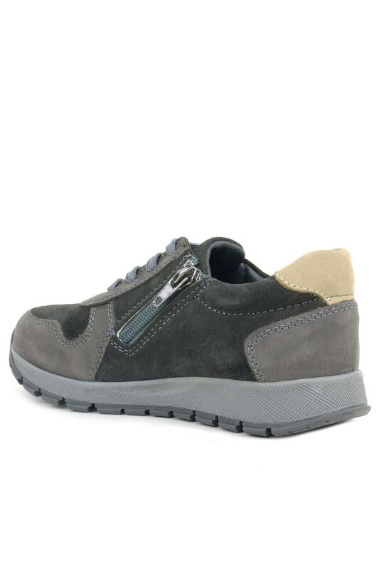 Rakerplus Deri Gri Kum Rengi Fermuarlı Sneaker Spor Ayakkabı - 4