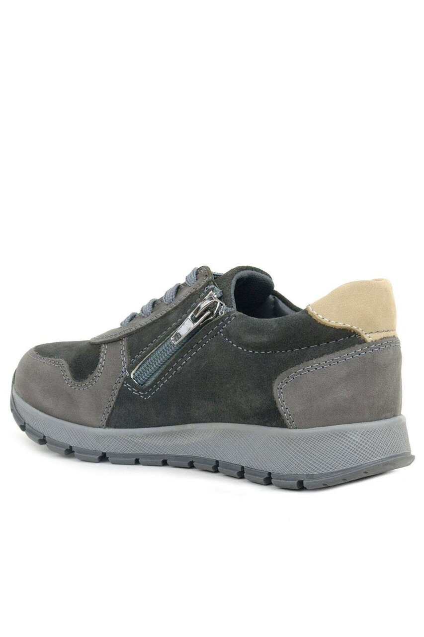 Rakerplus Deri Gri Kum Rengi Fermuarlı Sneaker Spor Ayakkabı - 4