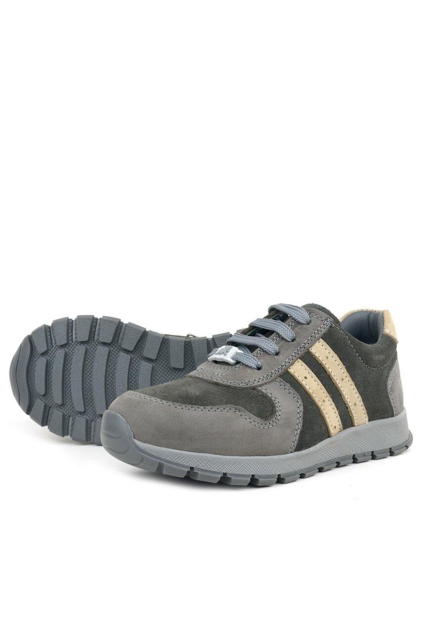 Rakerplus Deri Gri Kum Rengi Fermuarlı Sneaker Spor Ayakkabı - 6