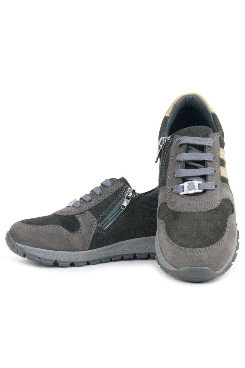 Rakerplus Deri Gri Kum Rengi Fermuarlı Sneaker Spor Ayakkabı - 7