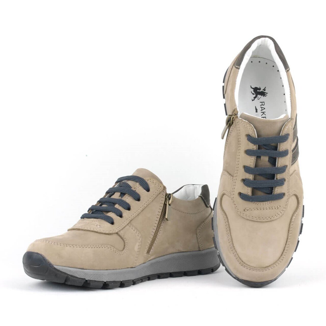 Rakerplus Deri Kum Rengi Fermuarlı Spor Ayakkabı Sneaker - 5