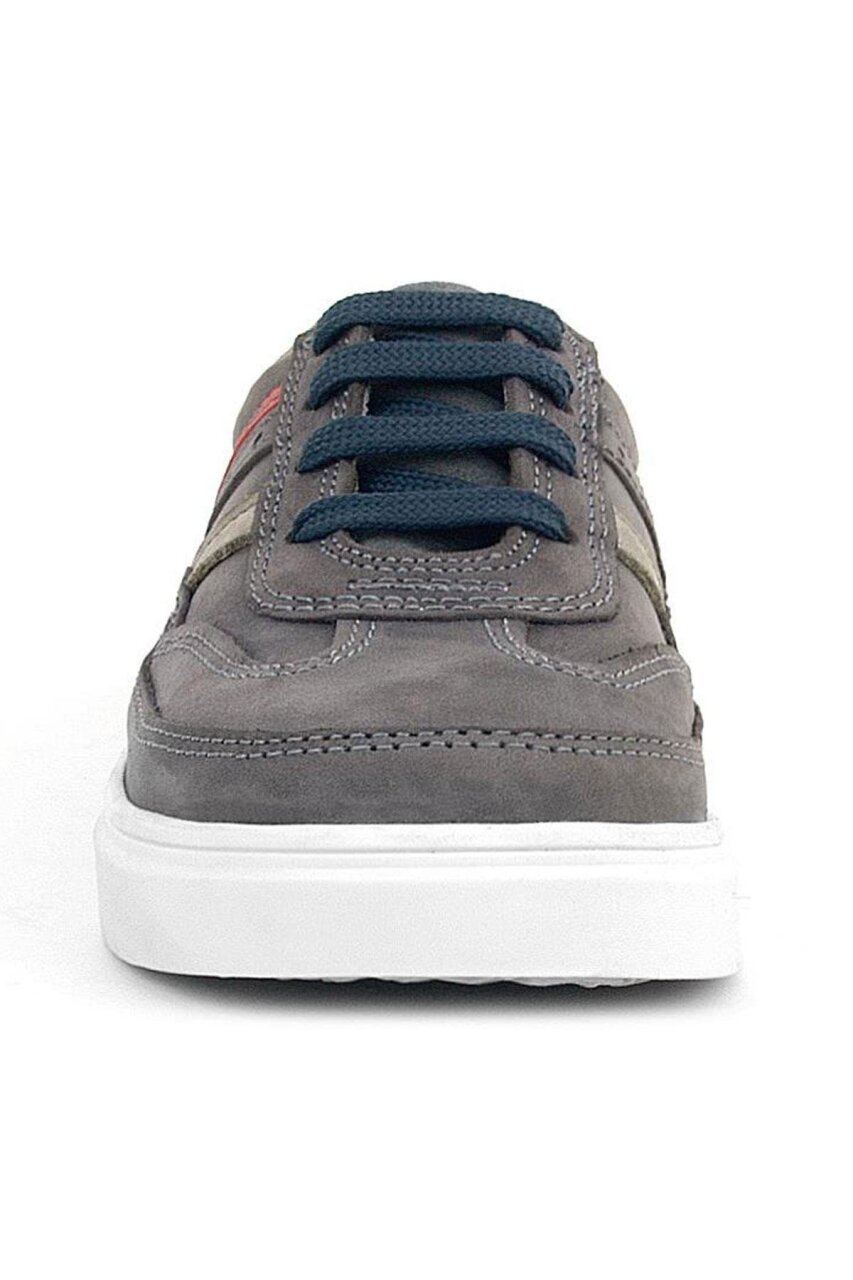 Rakerplus Gri Hakiki Deri Bağcıklı Erkek Çocuk Sneaker Ayakkabı - 3