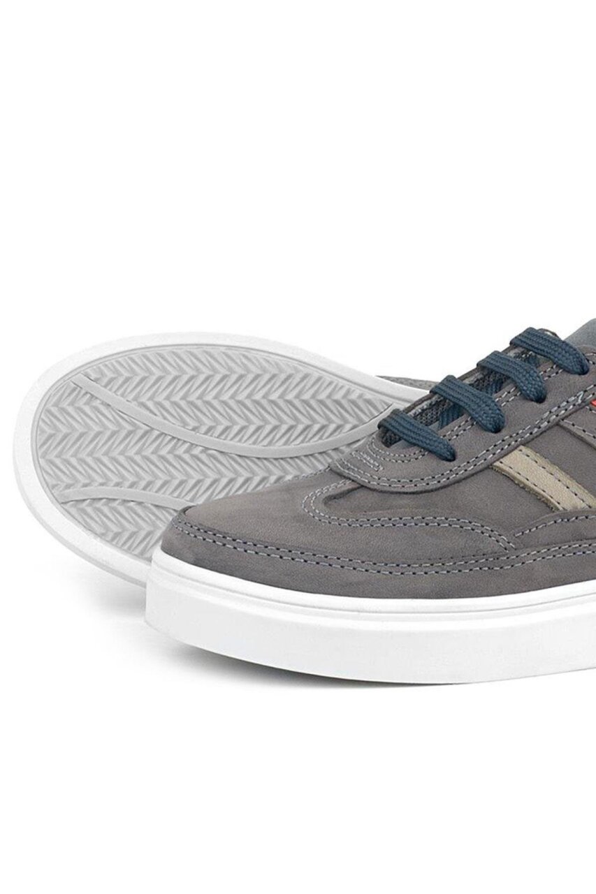 Rakerplus Gri Hakiki Deri Bağcıklı Erkek Çocuk Sneaker Ayakkabı - 7