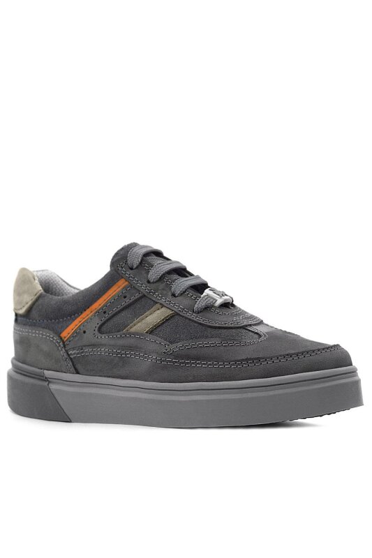 Rakerplus Gri Hakiki Deri Bağcıklı Gri Tabanlı Çocuk Sneaker Ayakkabı - 2