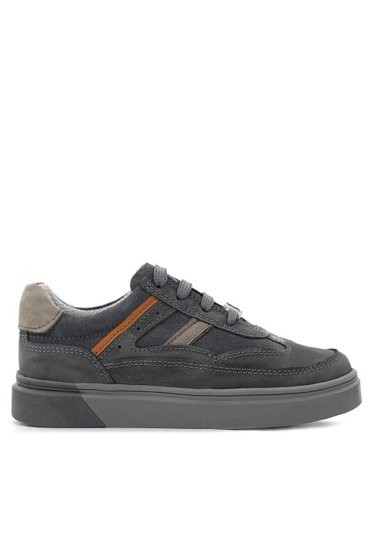 Rakerplus Gri Hakiki Deri Bağcıklı Gri Tabanlı Çocuk Sneaker Ayakkabı - 3