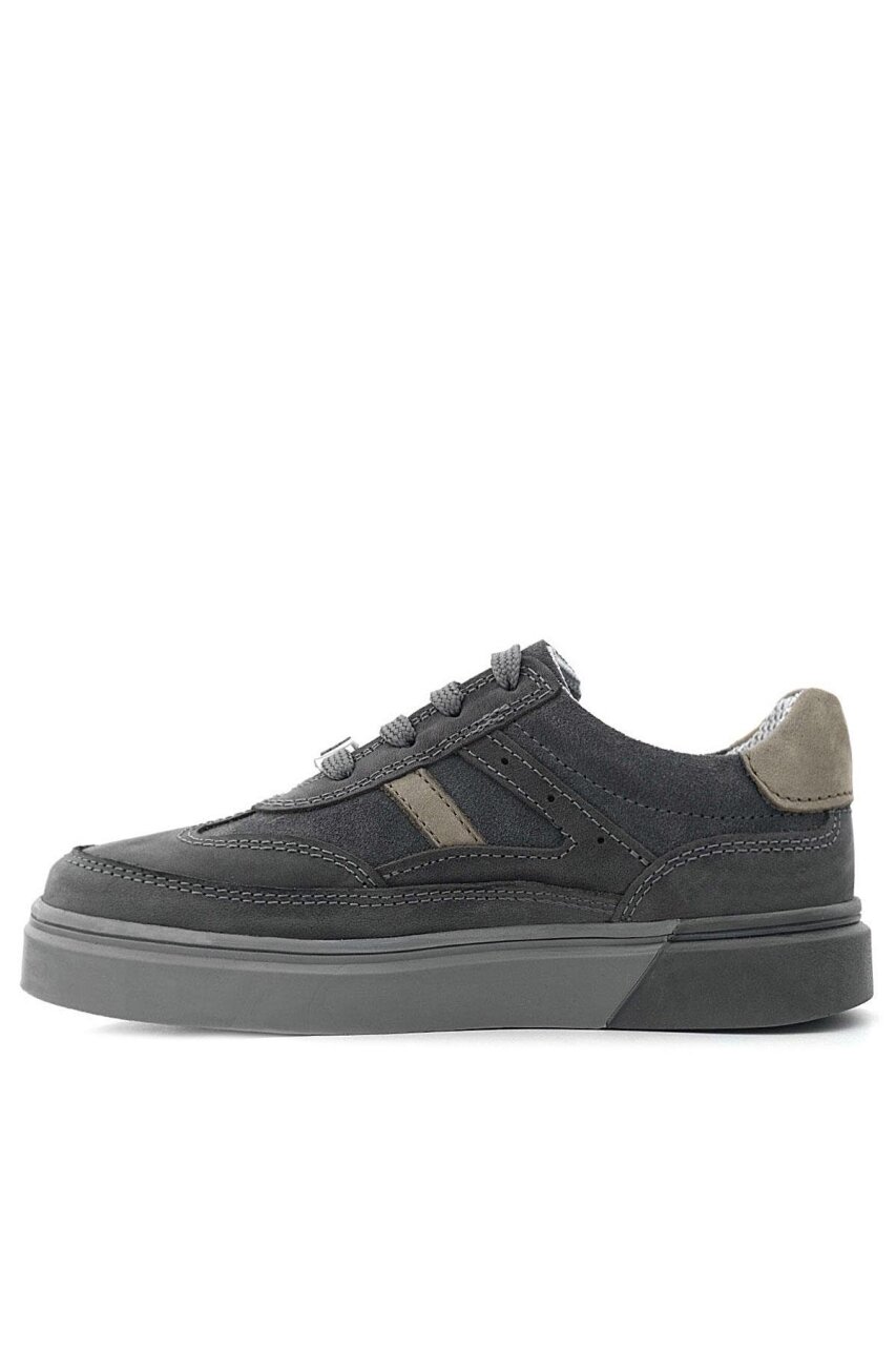 Rakerplus Gri Hakiki Deri Bağcıklı Gri Tabanlı Çocuk Sneaker Ayakkabı - 5