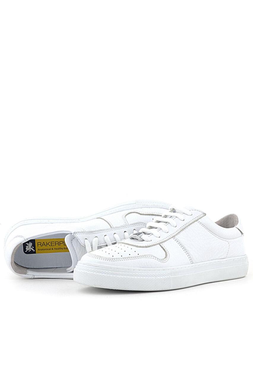 Rakerplus Hakiki Deri Beyaz Kız Çocuk Günlük Sneaker Ayakkabı - 5