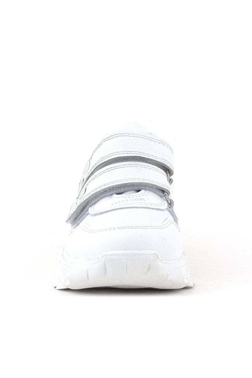 Rakerplus Hakiki Deri Beyaz Metal Detaylı Kız Çocuk Sneakers Ayakkabı - 3