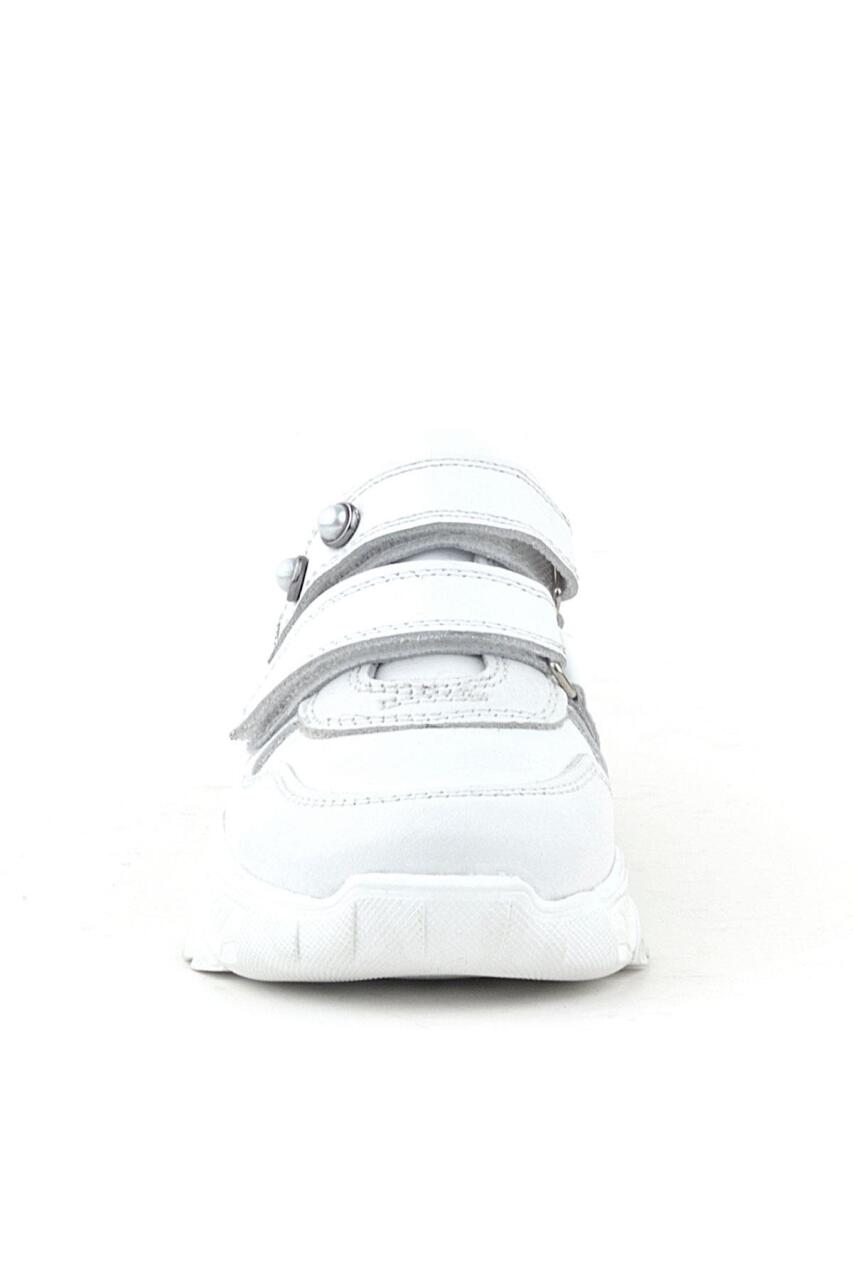 Rakerplus Hakiki Deri Beyaz Taşlı Kız Çocuk Sneakers Ayakkabı - 2