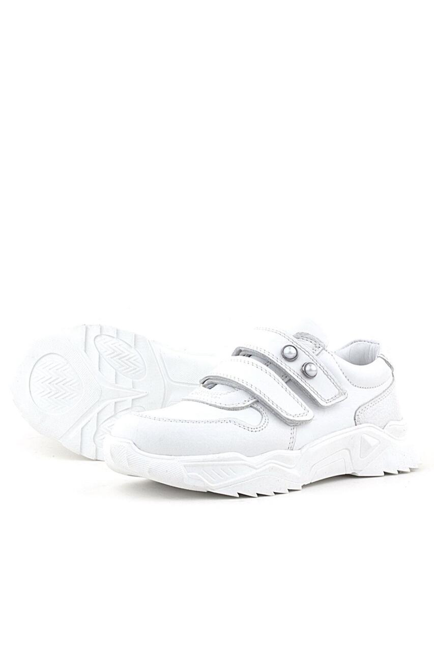 Rakerplus Hakiki Deri Beyaz Taşlı Kız Çocuk Sneakers Ayakkabı - 4